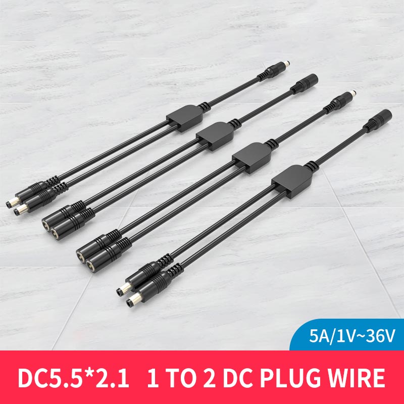 1pc DC 5.5*2.1mm 1 to 2 Video Surveillance Extension Cable 1 Female to 4 Male 5A 12V Power Distribution Wire