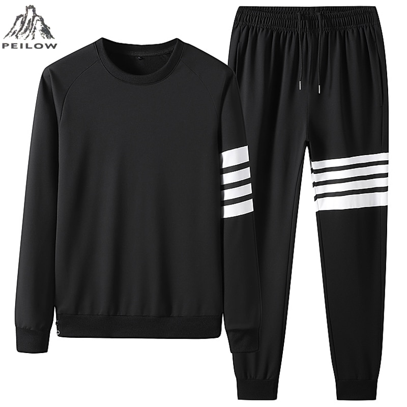 Plus Size 7XL 8XL Men's Set Sports Two Pieces Tracksuit Male Long Sleeve Jogging Sweatshirts Hoodie+Sweatpants Set Men Swea