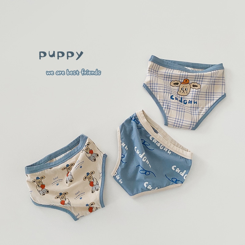 Young Children Cotton Boxer Boy Triangle Briefs Big Size Kids Flat Angle Lattice Panties Baby Cute Tiger Underwear Panties