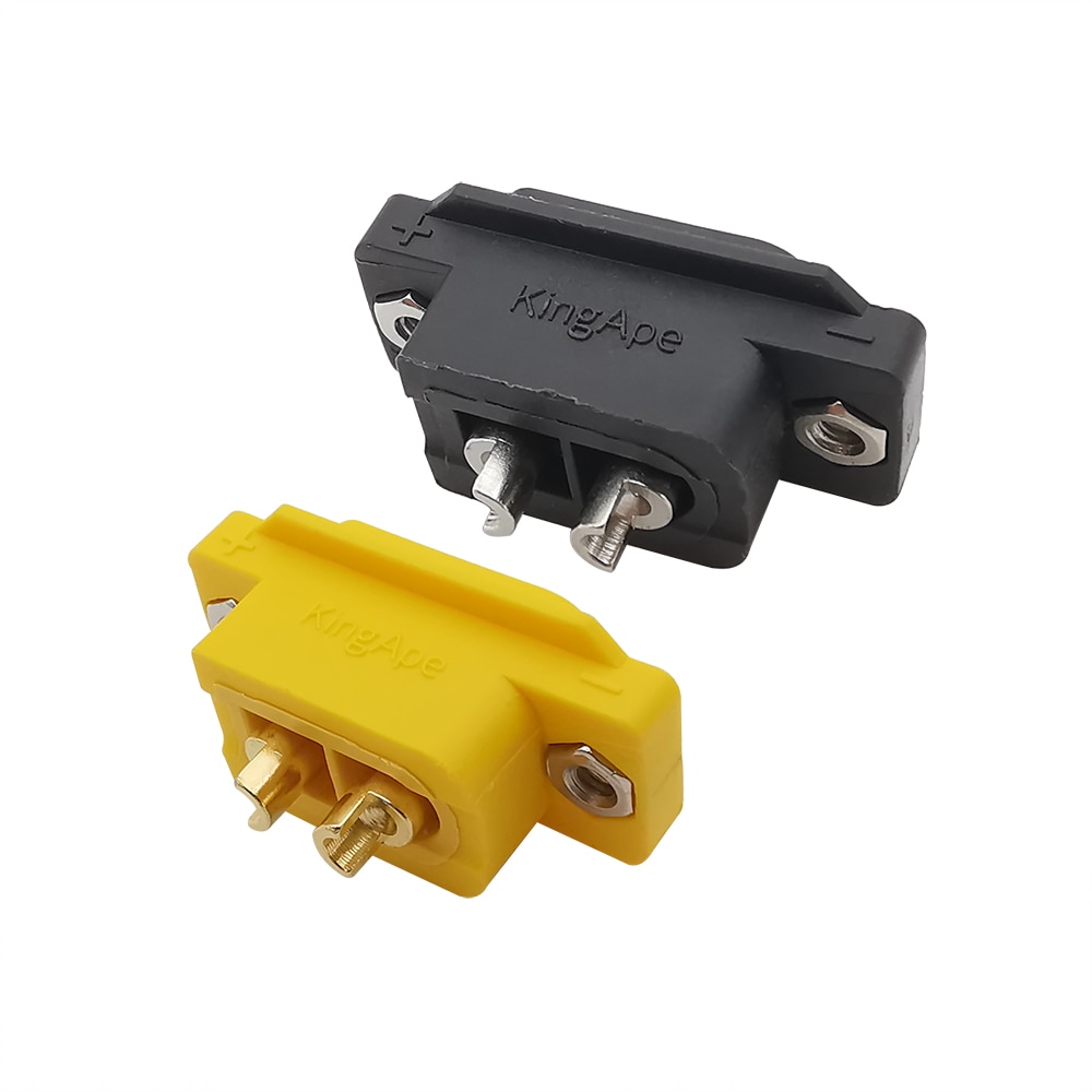 2Pcs XT60E-F XT60E Female Connector Gold/Brass Ni Plated Battery Panel Mount Fixed Plug for DIY RC Electric Car