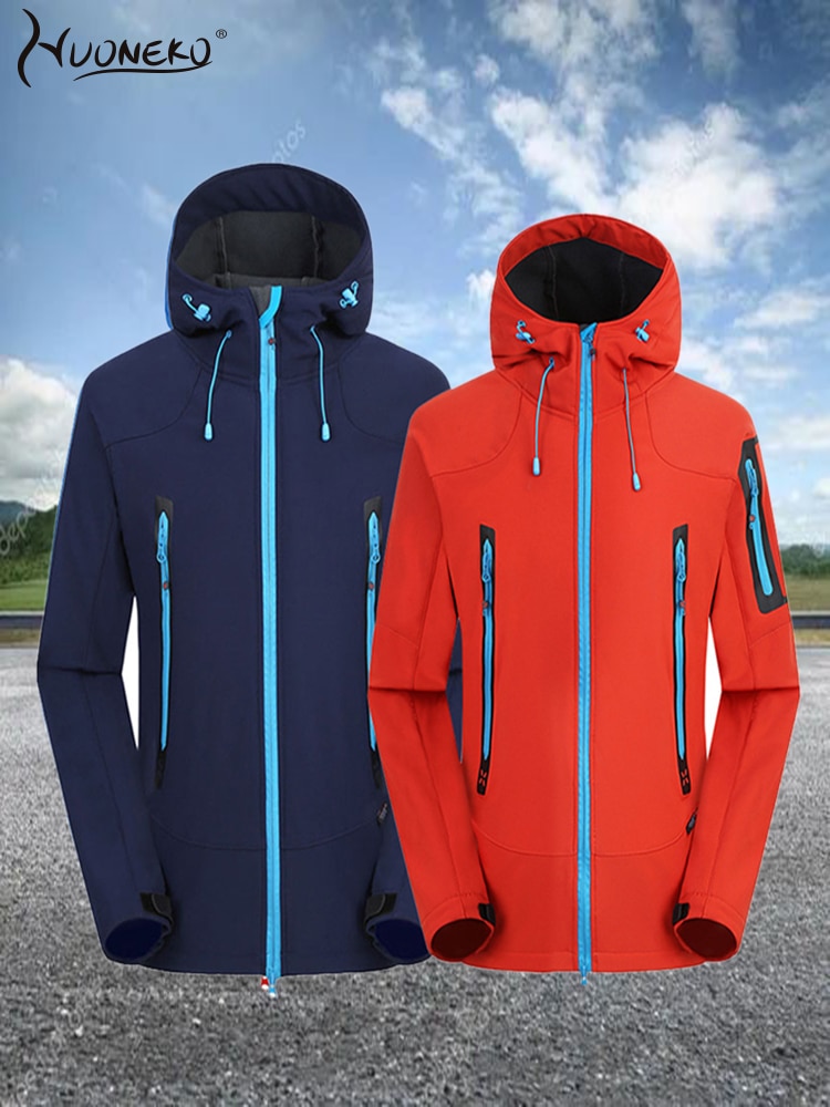 Jacket Men Outdoor Autumn Winter Fleece Softshell Hiking Trekking Tourism Camping Casual Breathable Waterproof Outerwear WCO04