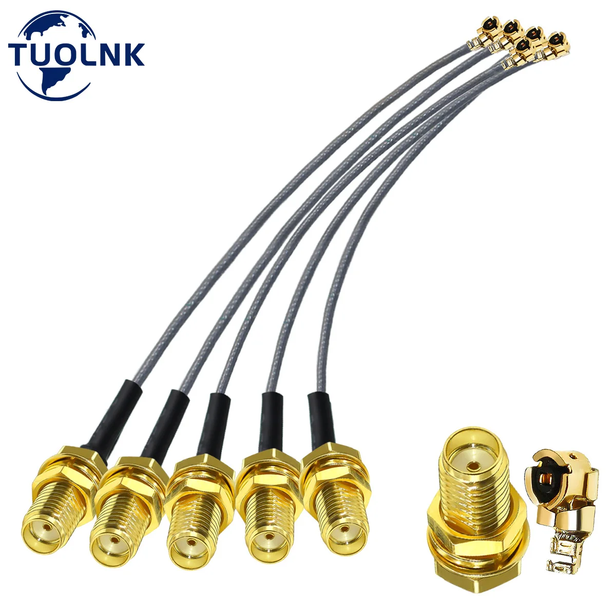 Grey IPX to SMA Cable SMA Female to IPEX UFL Female RF WiFi Pigtail Cable 1.13mm Coaxial Coax Cable Low Loss 6inch (15cm) 5PCS