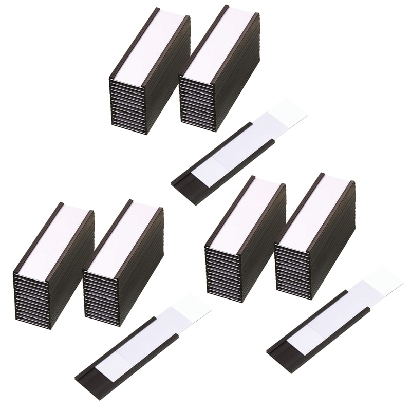 90Pcs Magnetic Label Holders With Magnetic Data Card Holders With Clear Plastic Protectors For Metal Shelf (1 X 3 Inch)