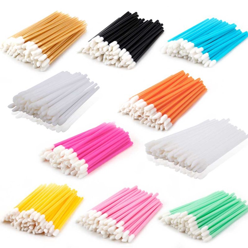 MEILAIMDY 200Pcs Mousse Bubble Cotton Stick hollow rod Spa Flocking Lip Brush Cleaning Swab Makeup And Eyelash Tool