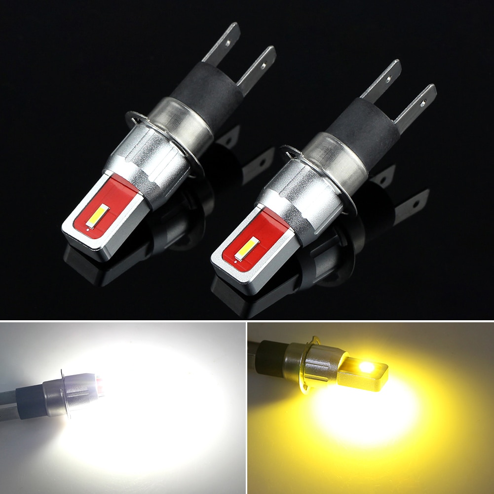 2Pcs H3C Canbus Super Bright 12V 4800LM Car Lights Fog Lamp Day Lamp Driving Day Running Lamp Headlight Auto Bulbs White Yellow