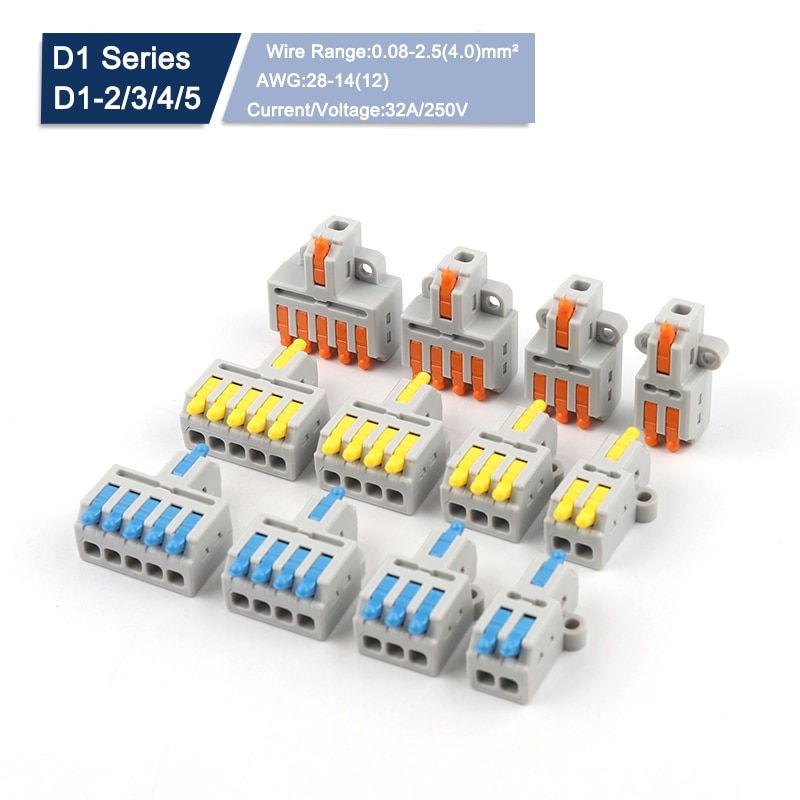 5/10PCS 1 in multiple out Splitter compact conductor Fast Wire Connectors Can be fixed with M3 screws push-in splicing Terminals
