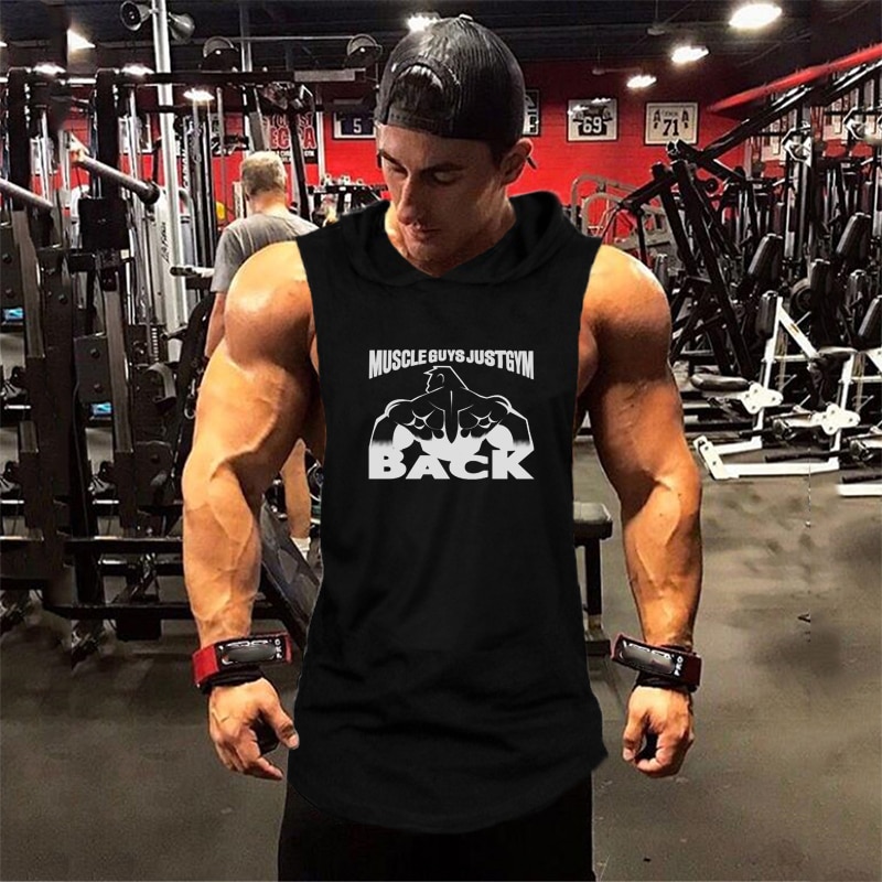 New Brand Mens Clothing Workout Hooded Tank Top Bodybuilding Gym Vest Fitness Sport Singlets Fashion Cotton Sleeveless Shirts