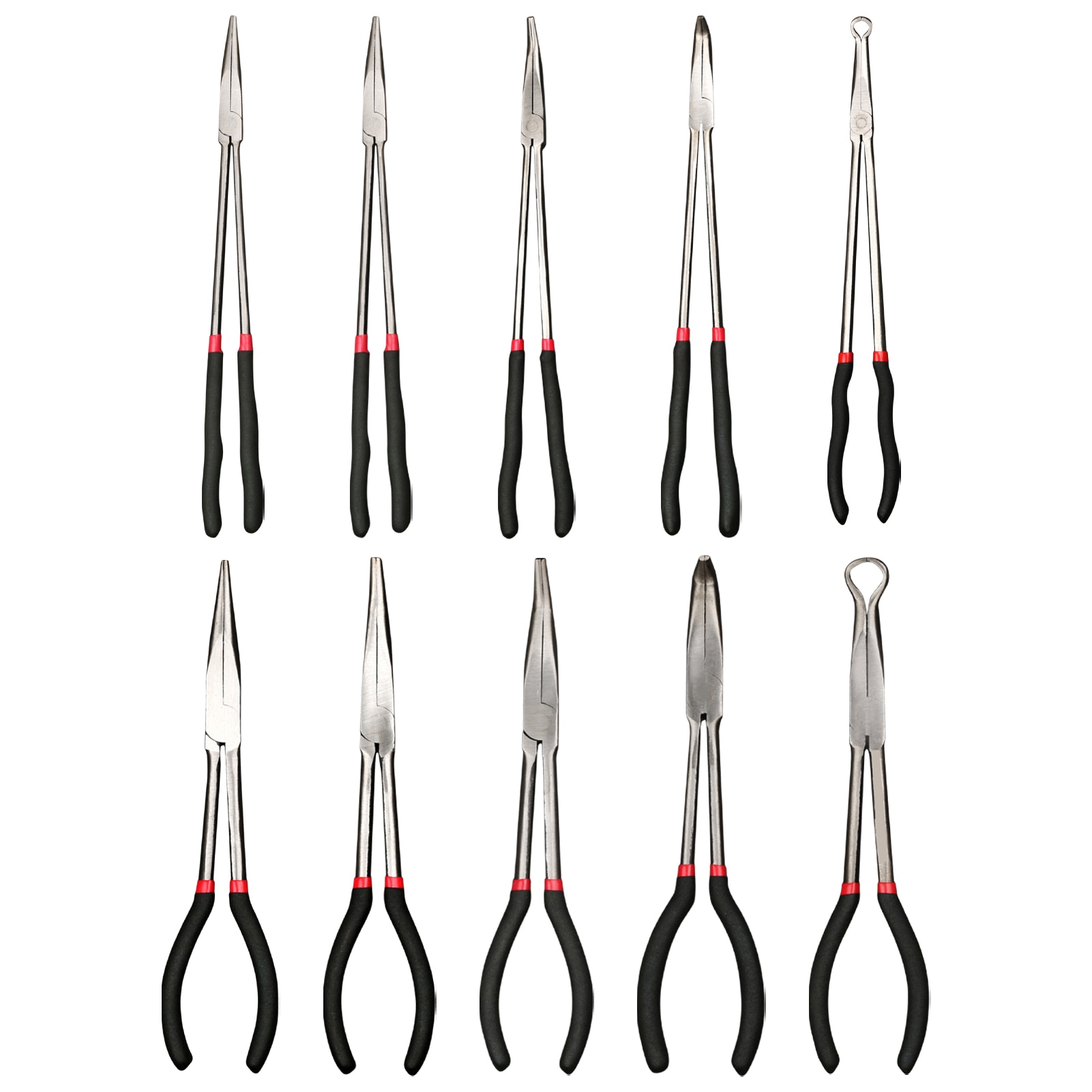 Long Reach Pliers 11in 280mm/16in 400mm 90 /45/25 Degree Straight Needle O-type Hand Tools Handle Multi-Functional Repair Tool