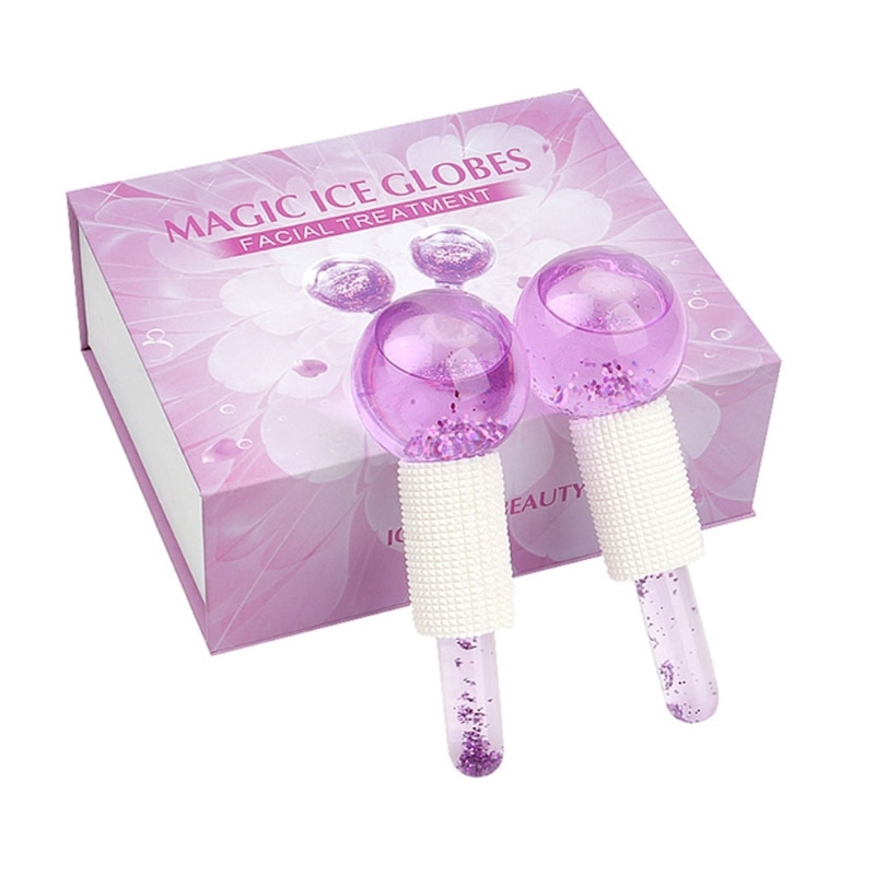 Y1UF 2Pcs Beauty Ice Roller Globes Facial Roller Cold Skin Massager Cooling Globes for Face Neck Anti Aging Reduce Puffiness