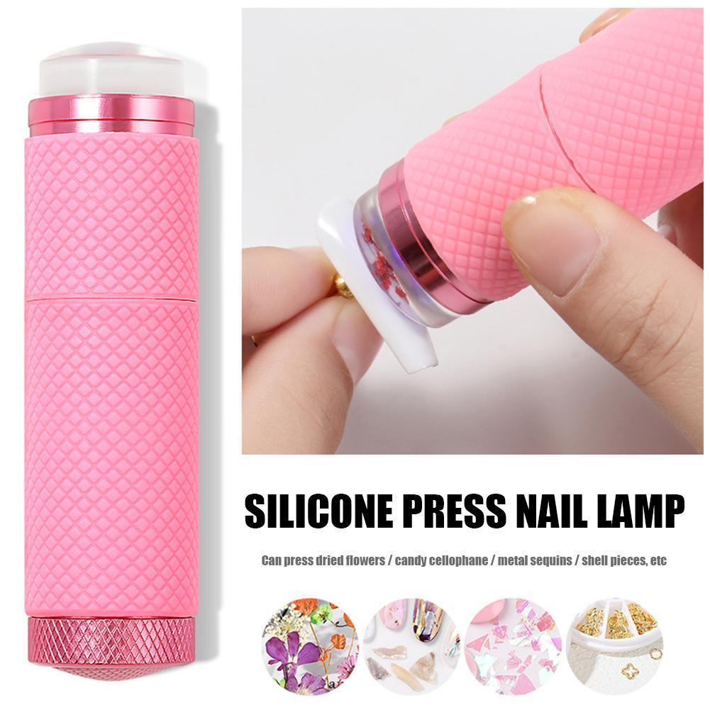 1PCS Mini Handheld Nail Art UV Press Light UV Lamp With Jelly Silicone Stamper Head Nail Art Stamp Polish Print Quick Dry Lamp