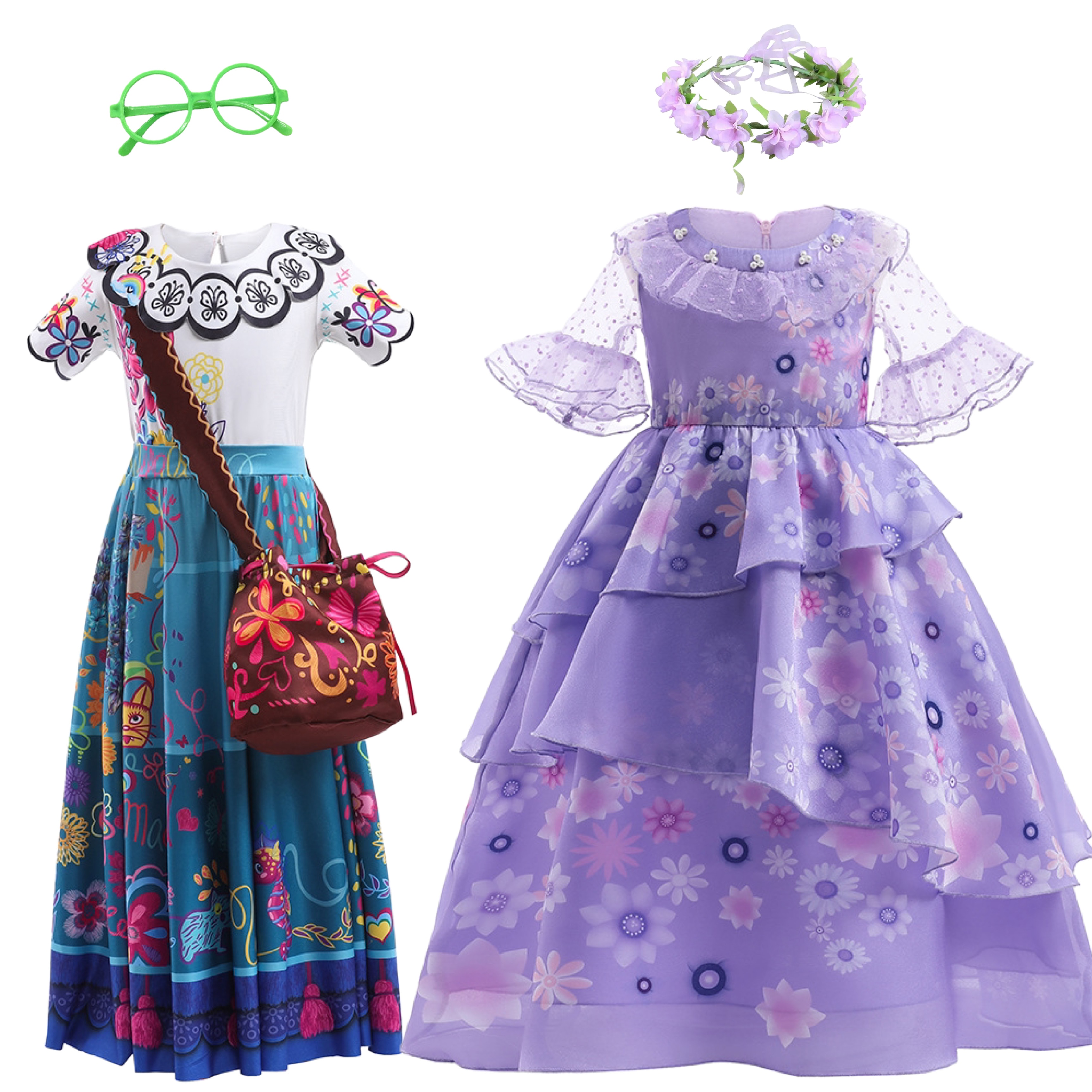 Mirabel Cosplay Costumes Encanto wig Fancy Princess Dresses Children Birthday Carnival Kids Party Clothes Isabela Dress