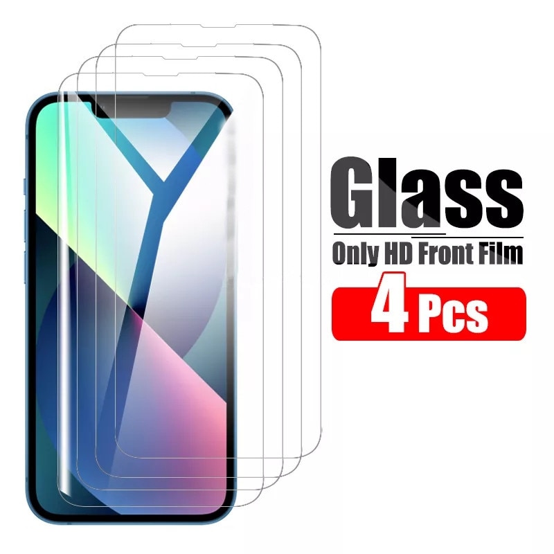 4PCS Tempered Glass For iPhone 13 12 11 Pro Max XR X XS Max Screen Protector On For iPhone 13 Mini 8 7 6 Plus 8 6S SE2020 Glass