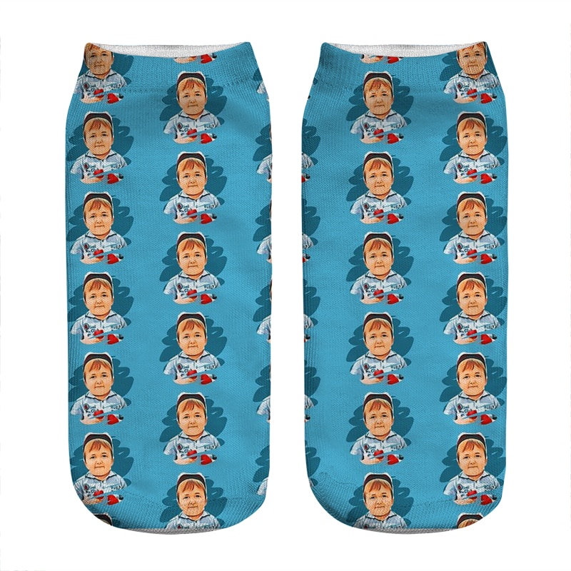 Women's socks kawaii Funny blue Hasbulla Magomedov Socks Woman harajuku Happy Funny Novelty cute girl gift Socks for women