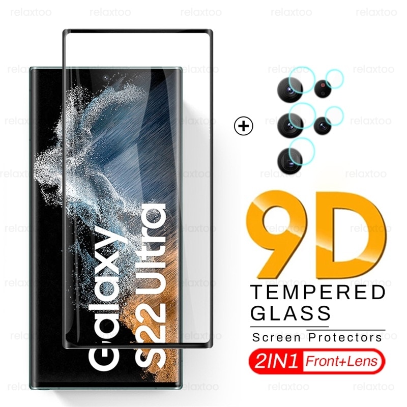 1-To-2 9D Curved Camera Lens Screen Protectors Tempered Glass For Samsung Galaxy S 22 S22 Ultra Plus 5G S22Ultra S22+ Cover Film