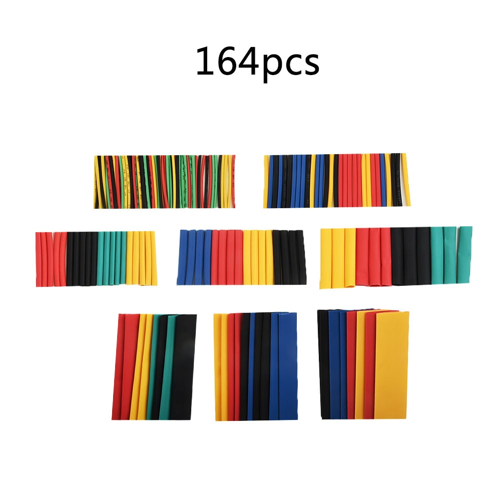 164PCS Heat Shrink Tubing Shrinkable Tube Sleeve Mixed Colors 84℃～120℃ Insulation Sleeving Heat Cable Sleeves