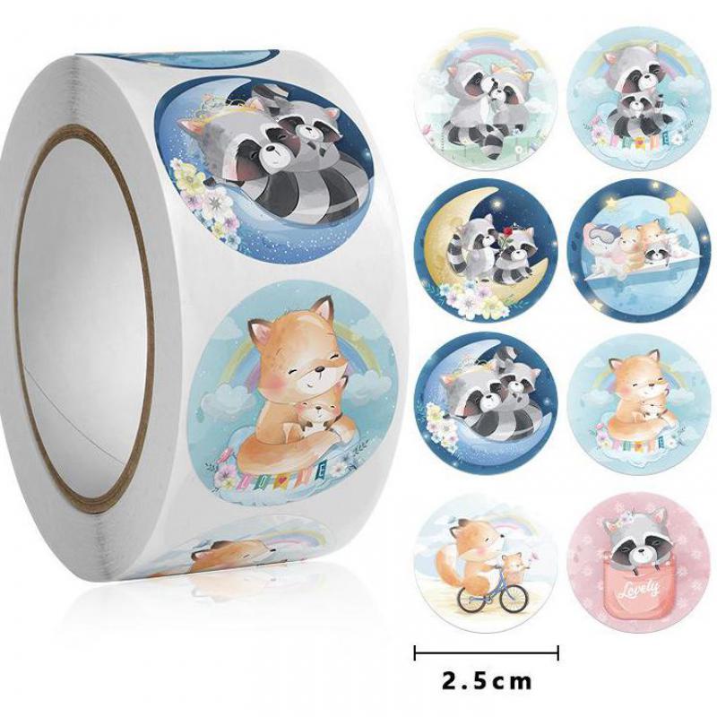 500pcs Thank You Stickers Round Cartoon Animal Seal Label for Greeting Cards Handmade Gift Decoration Labels Kids Reward Sticker