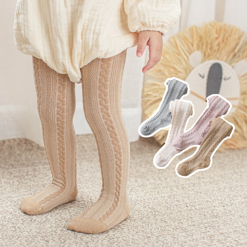 Tights For Girls Hollow Toddler Baby Pantyhose Mesh 2022 Spring Summer Kids Ribbed Stockings Cotton Children's Tights Solid