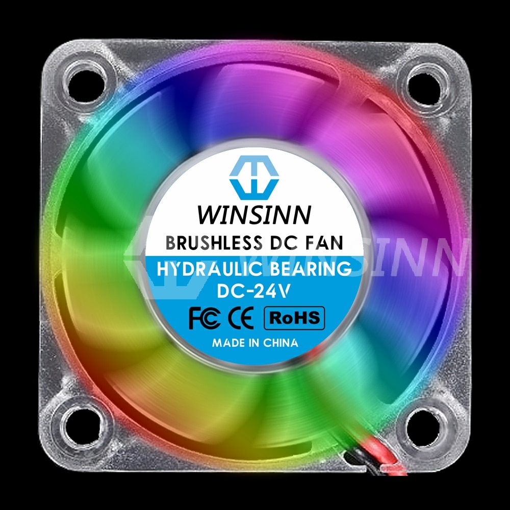 WINSINN 40mm RGB Fan Color Led DC 5V 12V 24V 4010 Hydraulic Bearing Brushless Cooling 40x10mm 2PIN