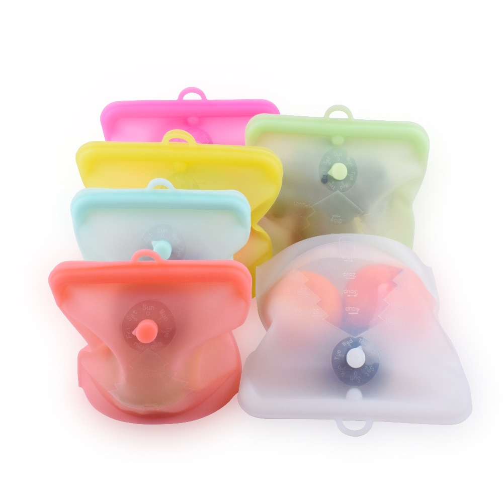 Silicone Food Storage Containers Reusable Stand Up Bag Fresh Bag Food Storage Bag Fresh Wrap Baby Food Packaging Ziplock Bag