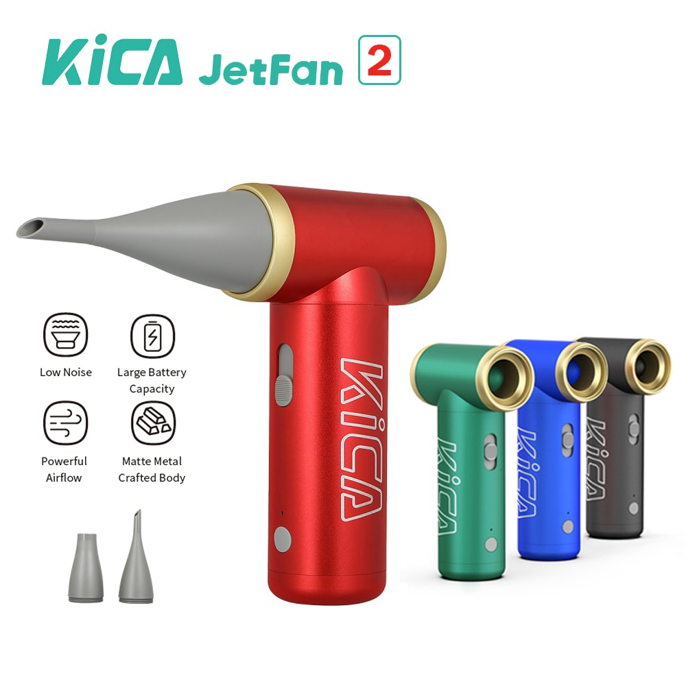 100000RPM KICA Jetfan 2 Air Blower Portable Turbo Fan Compressed Air Duster Wireless Computer Keyboard Cleaner for PC Car Camera