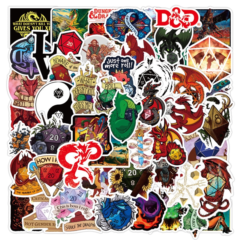 50pcs anime dungeons and dragons Graffiti decal notebook Stickers for Luggage Laptop Skateboard Motor Bicycle Car Guitar Sticker