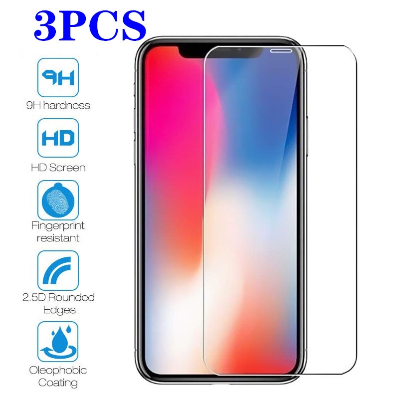 1-3Pcs Full Cover Glass for IPhone 12 X XS Max XR Tempered Vitreous IPhone7 8 6 6s Plus 5 5S SE 2020 11 Pro Screen Protector