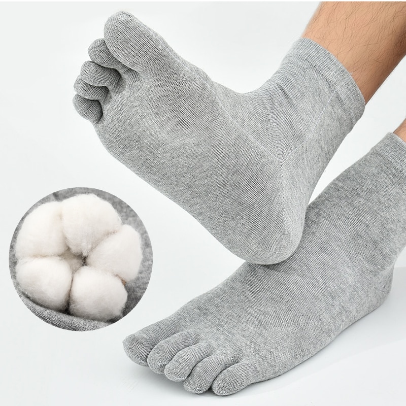 1 Pair Unisex Toe Socks Men and Women Five Fingers Socks Breathable Cotton Socks Sports Running Solid Black White Grey Soks