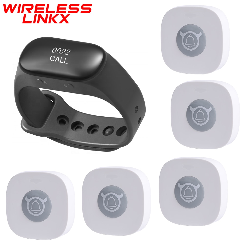 Watch Pager System Restaurant Pager Waterproof Breakproof Waiter Wristband Wireless Calling System For Factory Hospital Bar Cafe