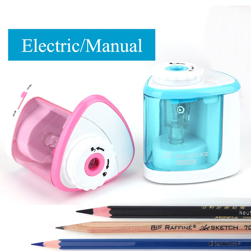 Tenwin Auto Pencil Sharpener Portable Electric/Manual 2 in 1 Pencil Sharpener Automatic Pencil Sharpener Kids Adults Stationery