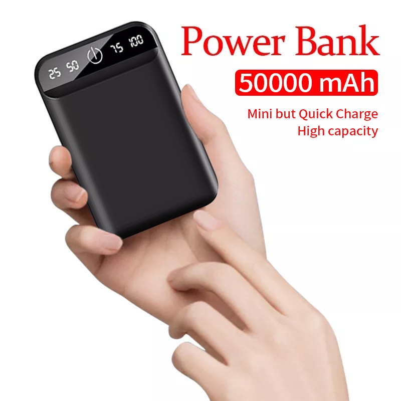 50000mAh Mini Fast Charging Power Bank Portable Two-way Quick Charge 2 Usb Digital Display External Battery for IPhone Xiaomi
