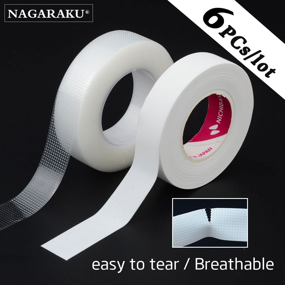 NAGARAKU 6 PCS Eyelash Extension Tape Makeup Breathable Anti-allergy Easy to Tear White or Clear Micropore Lahs Tape