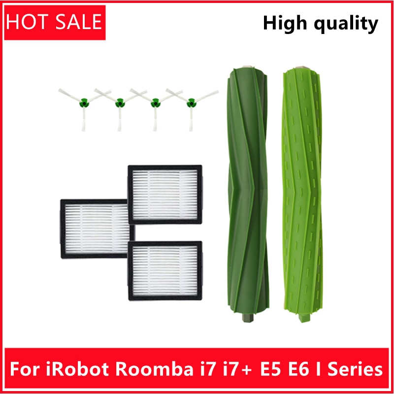 Side Brushes & Roller Brushes & Hepa Filters for iRobot Roomba i7 i7+ E5 E6 I Series Robot Vacuum Cleaner Parts Replacem