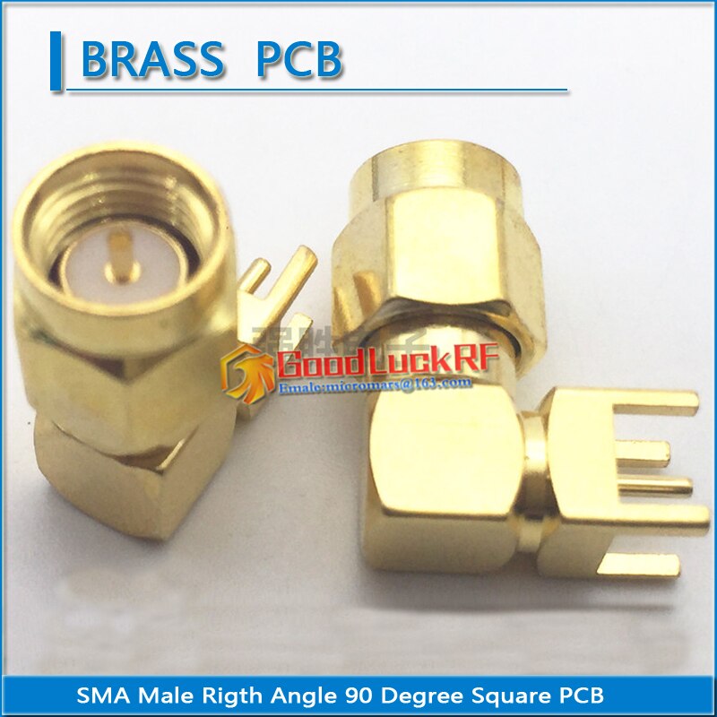 1X Pcs High-quality SMA 90 Degree Right Angle Solder Square PCB Plug Brass GOLD