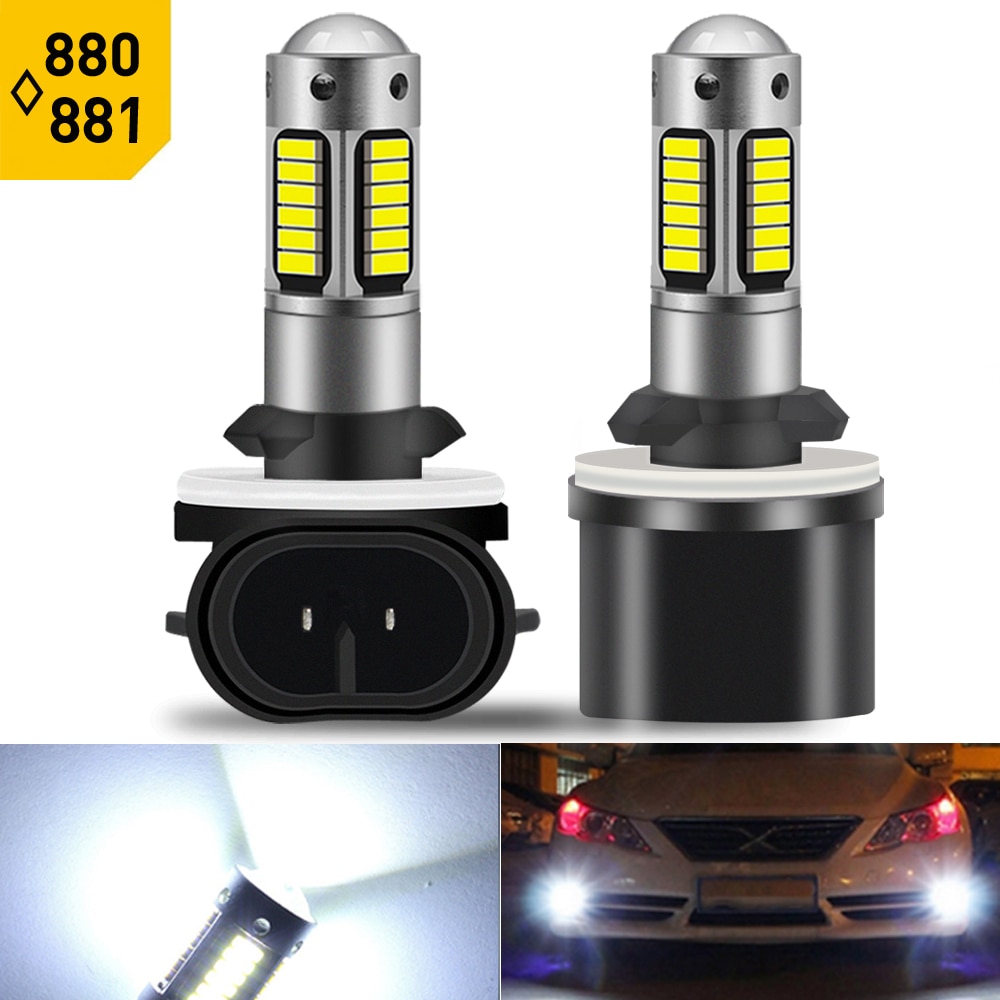 2x H27W/2 H27W/1 H27W Led H27 880 881 Led Bulbs 1400LM 6500K White 5w Car Fog Light Front Head Driving Running Lamp Auto 12V