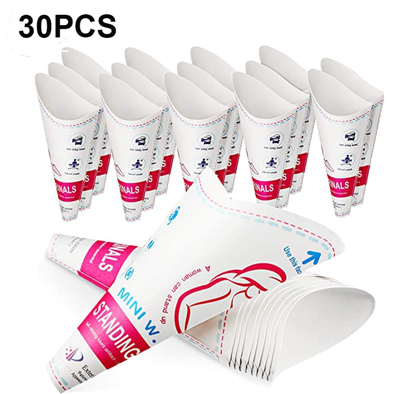 50PCS Paper Urinal Toilet Women Urination Device Urinal Funnel Outside Standing Pee Cup Waterproof Paper Standing Urinary Funnel