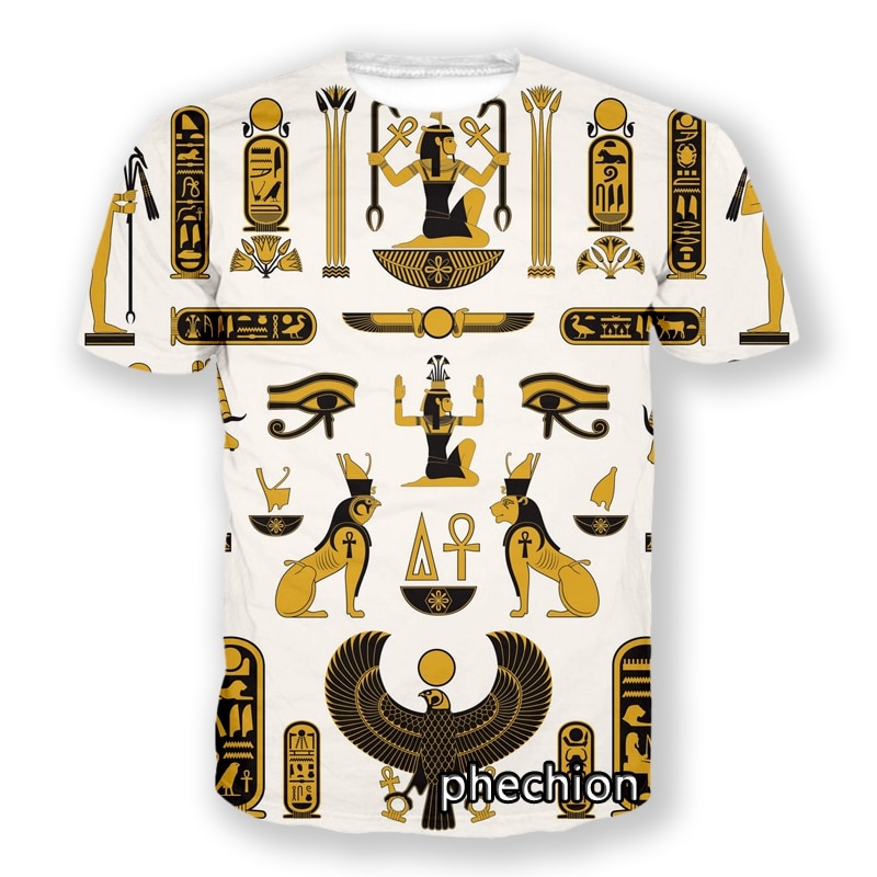 phechion New Men/Women Egyptian Symbol Pharaoh 3D Printed Short Sleeve T-Shirt Fashion T Shirt Sport Hip Hop Summer Tops L132