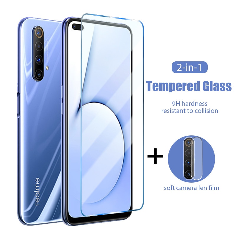 2 in 1 Tempered Glass for Realme 8 Pro 7 Pro 5G Camera Screen Protector Film for Realme C21 C25 C3 C11 Q3 Protective Glass