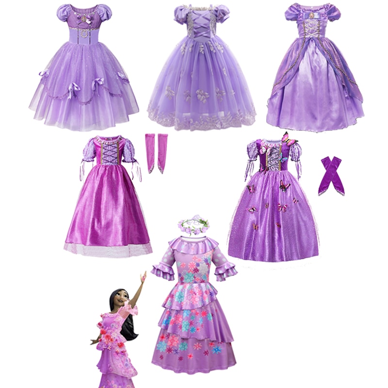 Encanto Vestidos Disney Costume Girls Princess Dresses Rapunzel Enchanted Cartoon Movie Role Cosplay Clothing For 2 10 Years Old