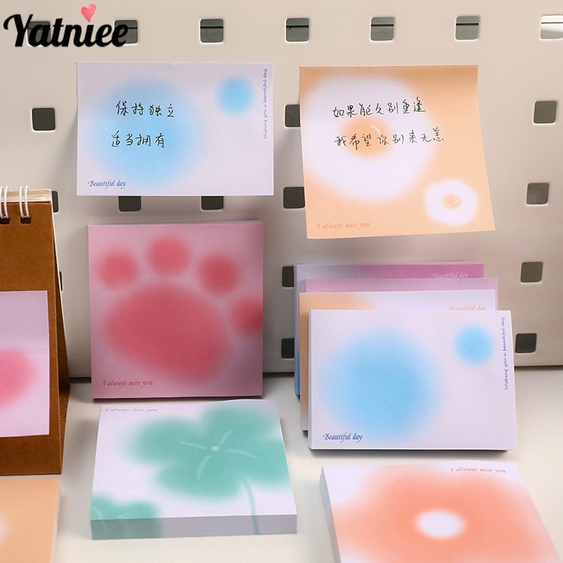 Yatniee 50 Sheets Galaxy Dream Posted It Sticky Notes Creative Gradient Color Memo Notebook Planner Sticker NotePad Stationery