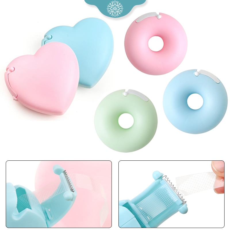1Pc Eyelash Extension Tapes Cutter Plastic Grafting Tape Dispenser Holder Heart Donut Shape Lash Extension Supplies Makeup Tools