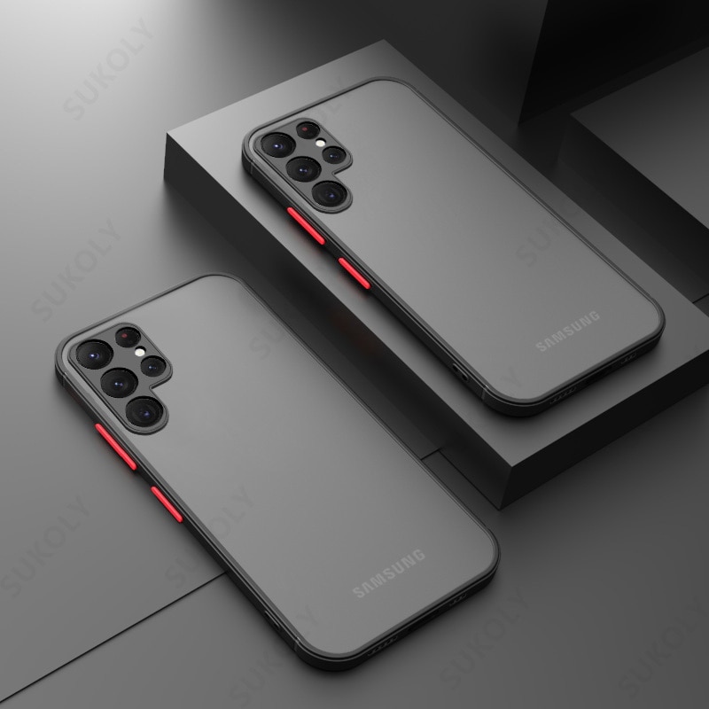Matte Case For Samsung Galaxy S22 S23 Ultra S20 S21 FE A33 A53 A52 A13 5G A72 A32 A51 A71 Note 20 Shockproof Armor Bumper Cover