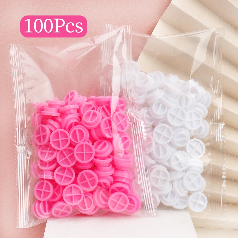 100Pcs Disposable Eyelash Glue Holder Grafting Eyelashes Cup Ring Container Tattoo Pigment Eyelash Extension Adhesive Stand Tool