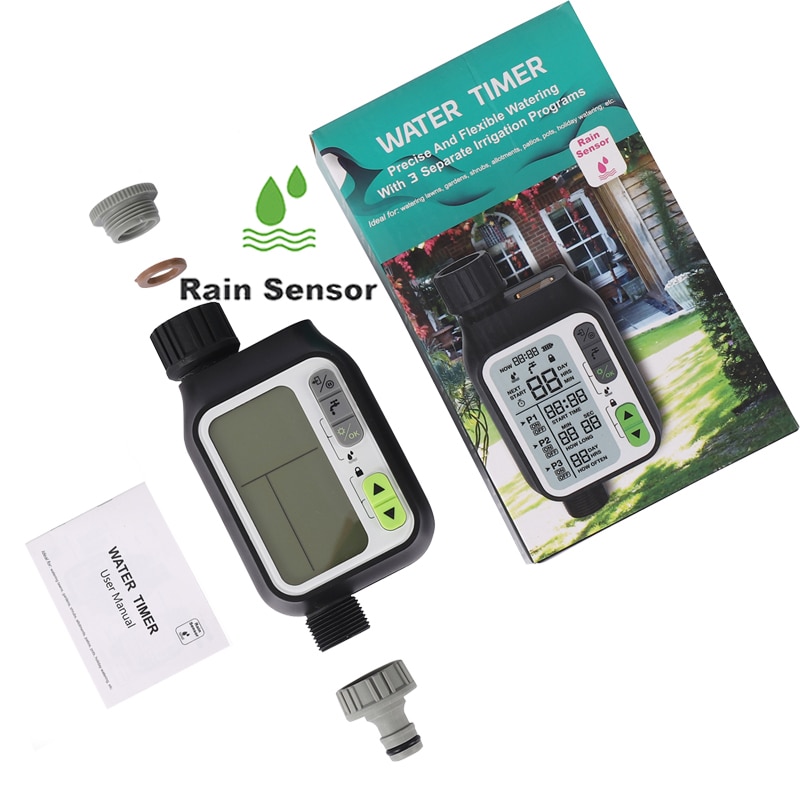 Watering Timer with Rain Sensor Irrigation Timer Waterproof Water Level Sensor Automatic Watering System Irrigation Controller
