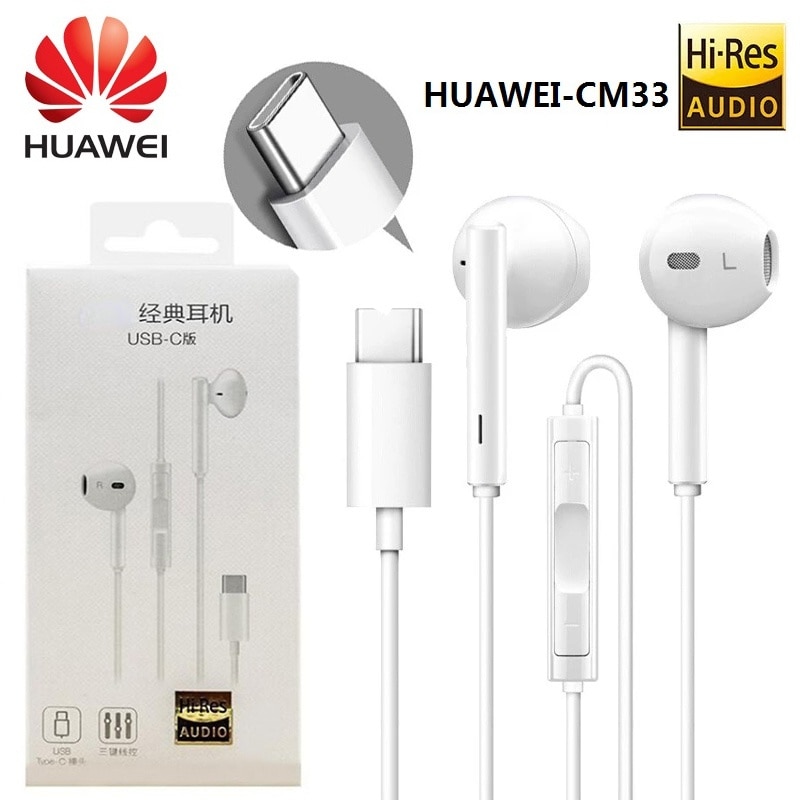CM33 Earphone for HUAWEI Mate 10 Pro 20 X RS P20 USB Type-C In Ear Hearphone Headset Mic Volume Retail Box For XIAOMI Phone