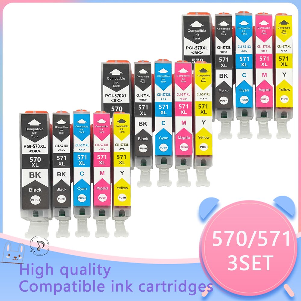 PGI570 PGI-570 CLI-571 Compatible ink Cartridge For PGI-570XL Canon PIXMA MG5750 MG5751 MG5752 MG5753 MG6850 MG6851 MG6852