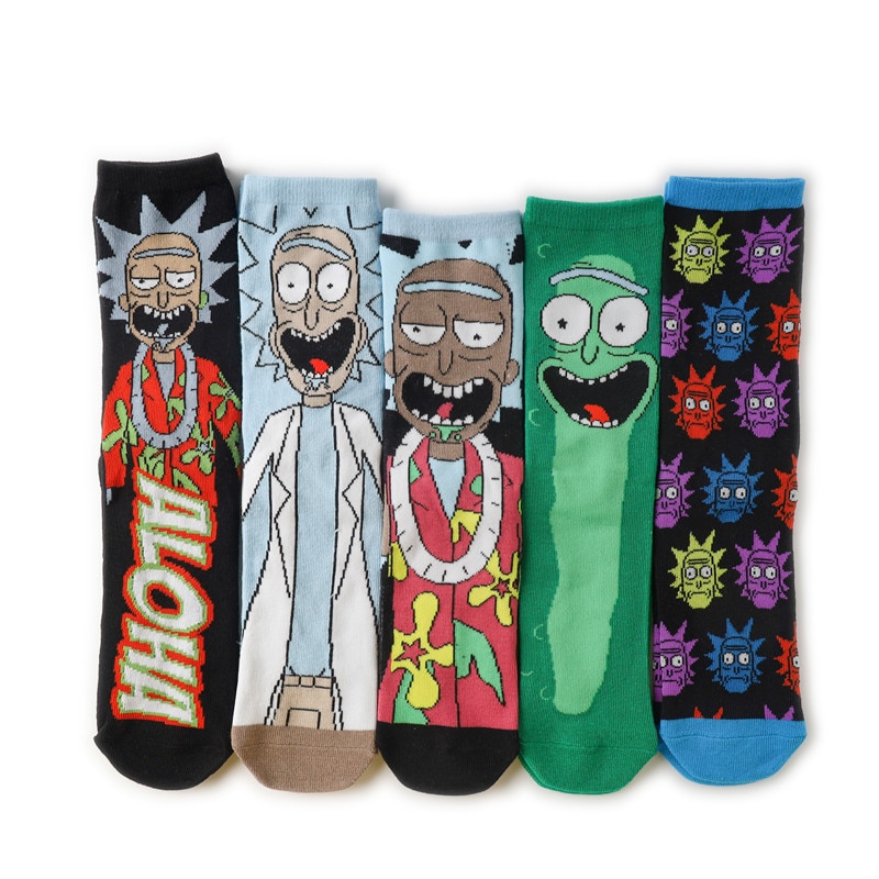 Rick Men's Sock Cartoon Man Socks Blue Unisex Crew Casual Cotton Cartoon Lovers Sox Cucumber Warm Autumn Winter Trendy Skar