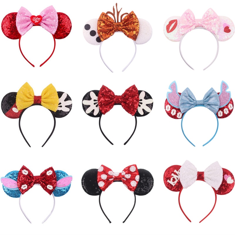 Mickey Headbands For Girl Kids disney ears Bow Diy Headband Hairband Children's Birthday Party Ear Headband Hair Accessorie