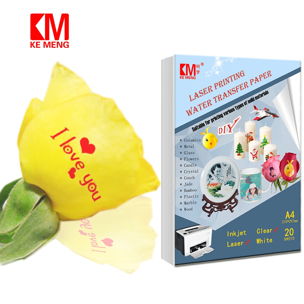 Sublimation Waterslide Decal Transfer Paper Inkjet Clear 20 Sheets Premium Transparent Printable A4A3 Printer Paper