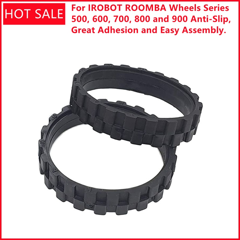 Tire skin for IROBOT ROOMBA Wheels Series 500, 600, 700, 800 and 900 Anti-Slip, Great Adhesion and Easy Assembly.