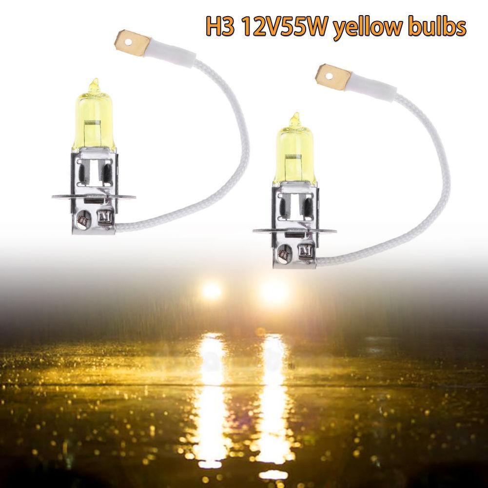 Hippcron 2 PCS H3 Halogen Lamp Yellow 12V 55W 3000K Xenon Bright Quartz Glass Car Fog Light Auto Bulb
